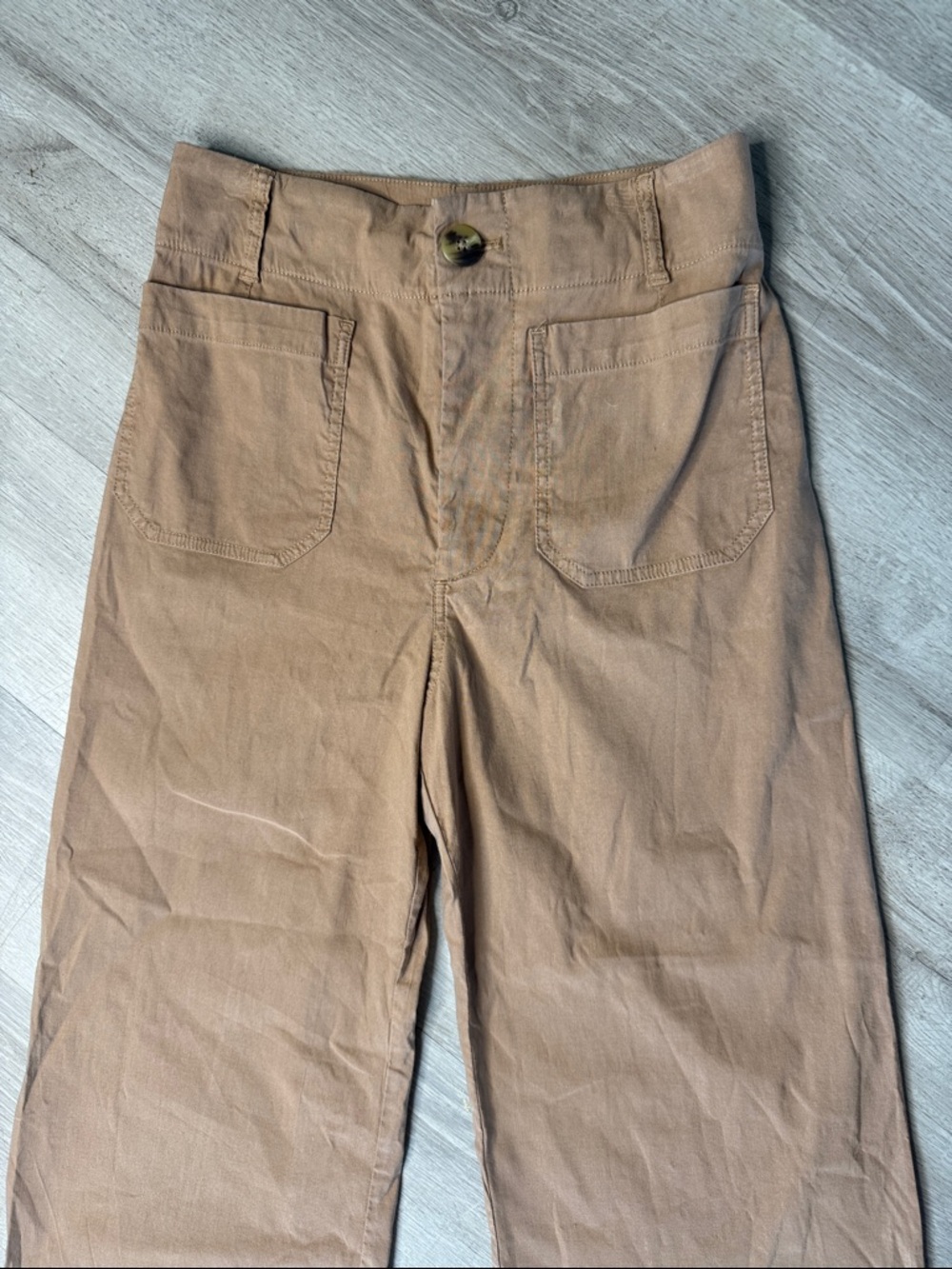 Maeve The Colette Wide-Leg Tan Pants Size 27 Viscose-Linen Blend - Picture 3 of 11
